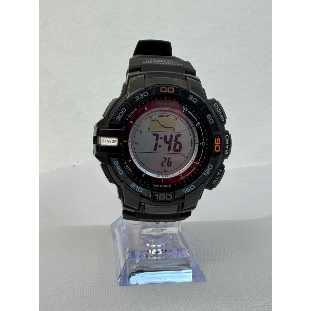 Casio Pro Trek PRG-270-1 Tough Solar Triple Sensor Black Digital Watch 3415